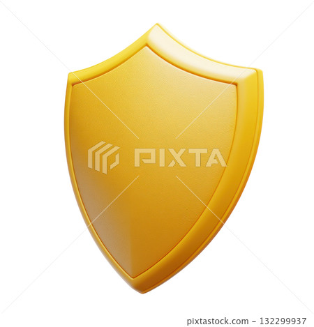 Golden shield symbol representing protection and security in various contexts and designs 132299937