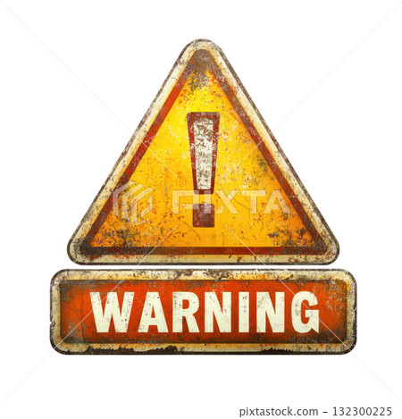 Warning sign with triangle shape indicating...-插圖素材 [132300225] - PIXTA圖庫