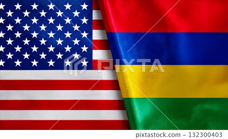 美國國旗和模里西斯國旗 132300403