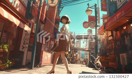 A woman walking in the city 132300427