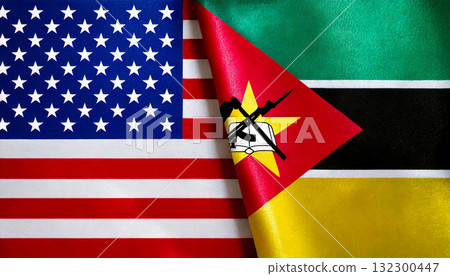 American flag and Mozambican flag American flag and Mozambican flag 132300447