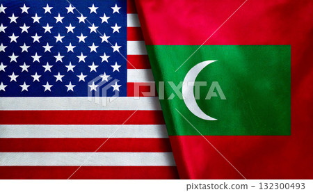 American flag and Maldives flag American flag and Maldives flag 132300493