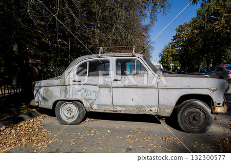 Rusty old vintage car. Rusty old vintage car. 132300577