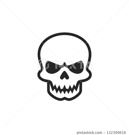 Skull graphic with sharp features, representing danger, fear, or death in a minimalist style 132300616