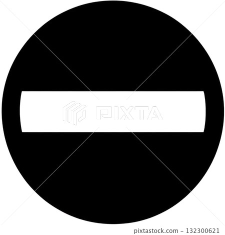 No entry sign displayed as a black circle with a white horizontal bar, indicating restricted access No entry sign displayed as a black circle with a white horizontal bar, indicating restricted access 132300621