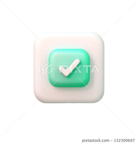 Check mark button icon in soft green color on isolated background for user interface design elements Check mark button icon in soft green color on isolated background for user interface design elements 132300687