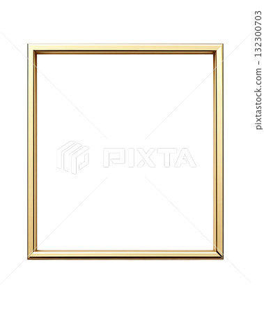 Elegant gold frame with a clean white background ready for artwork display or decoration use 132300703