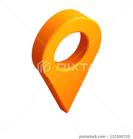Highly detailed orange location marker showcasing navigation and mapping concepts 132300720