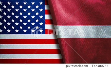 American flag and Latvian flag American flag and Latvian flag 132300755