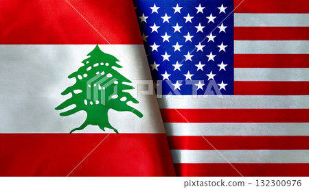 美國國旗和黎巴嫩國旗 美國國旗和黎巴嫩國旗 132300976
