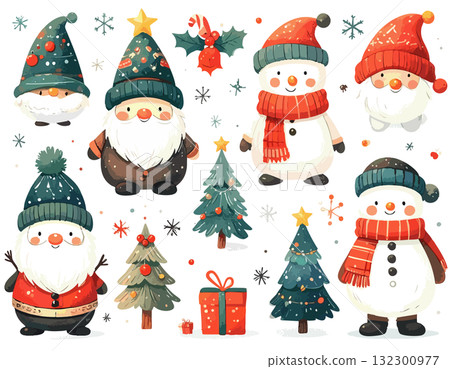 一組可愛的聖誕節侏儒 132300977