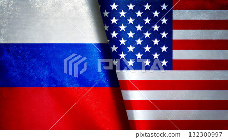 美國國旗和俄羅斯國旗 132300997