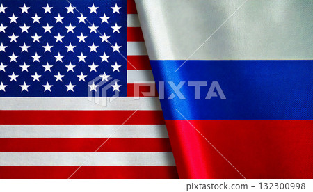 American flag and Russian flag 132300998