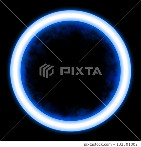 Glowing neon ring, frame with blue smoke texture inside on transparent background perfect for futuristic design projects Glowing neon ring, frame with blue smoke texture inside on transparent background perfect for futuristic design projects 132301002