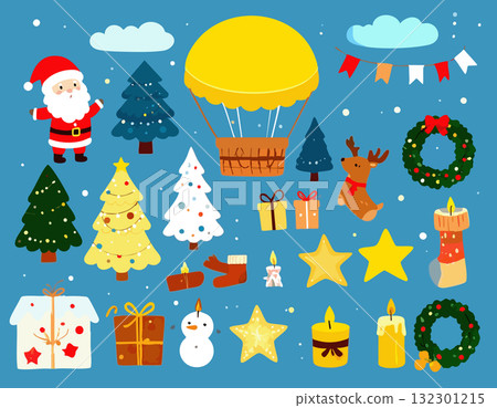 可愛的聖誕節插畫素材 132301215