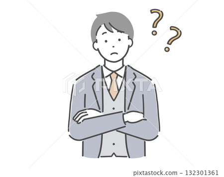 A young man in a suit who feels doubts A young man in a suit who feels doubts 132301361