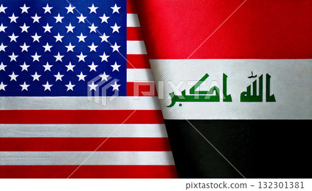 美國國旗和伊拉克國旗 132301381