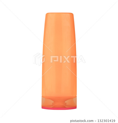 Hair shampoo, shower gel in an orange bottle isolated on white background Hair shampoo, shower gel in an orange bottle isolated on white background 132301419