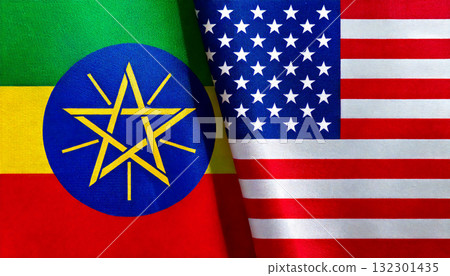 美國國旗和埃塞俄比亞共和國國旗 美國國旗和埃塞俄比亞共和國國旗 132301435