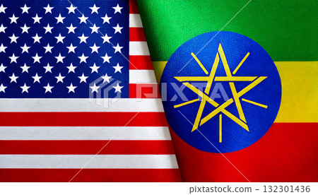 美國國旗和埃塞俄比亞共和國國旗 132301436