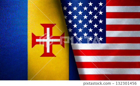 American flag and Madeira flag American flag and Madeira flag 132301456