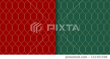 Christmas holiday prints with geometric patterns on red and green background 132301506