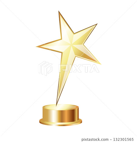 Five-pointed gold star on a pedestal, award ceremony design Five-pointed gold star on a pedestal, award ceremony design 132301565
