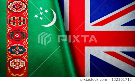 British flag and Turkmenistan flag 132301713