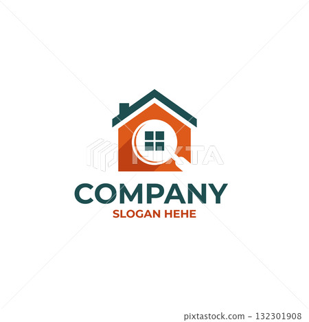 Modern Real Estate Logo with House and Magnifying Glass Icon Modern Real Estate Logo with House and Magnifying Glass Icon 132301908