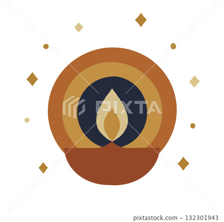 Diwali Diya illustration with stars 132301943