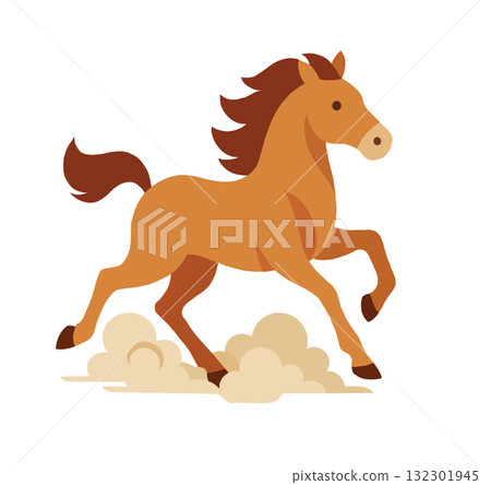 卡通馬奔騰與塵埃痕跡 132301945