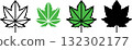 Set of Maple Leaf Icons in Green and Black Variations 132302177