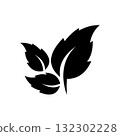 Minimalist Black Leaf Icon for Eco and Nature Design 132302228