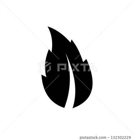 Minimalist Black Leaf Icon for Eco and Nature Design 132302229