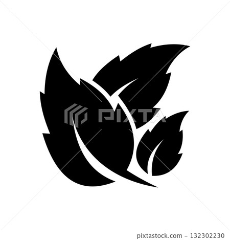 Minimalist Black Leaf Icon for Eco and Nature Design Minimalist Black Leaf Icon for Eco and Nature Design 132302230
