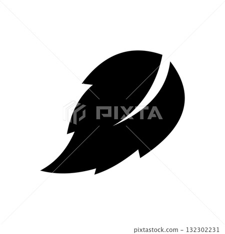 Minimalist Black Leaf Icon for Eco and Nature Design 132302231
