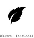 Minimalist Black Leaf Icon for Eco and Nature Design 132302233
