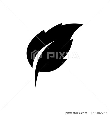 Minimalist Black Leaf Icon for Eco and Nature Design 132302233