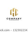 Modern HC Letter Logo Design in Gold Gradient for Business and Real Estate 132302234