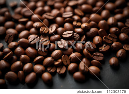 roasted coffee beans on slate roasted coffee beans on slate 132302276