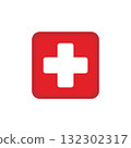 Red Cross Medical Icon Button for Health and Emergency Illustration 132302317