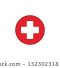 Red Cross Medical Icon Button for Health and Emergency Illustration 132302318