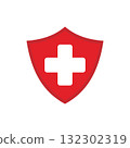 Red Cross Medical Icon Button for Health and Emergency Illustration 132302319