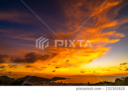 Beautiful sunset or sunrise over the sea with colorful clouds,Amazing clouds and majestic light nature background Beautiful sunset or sunrise over the sea with colorful clouds,Amazing clouds and majestic light nature background 132302620