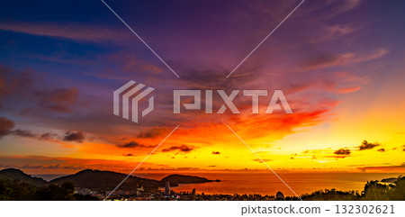 Beautiful sunset or sunrise over the sea with colorful clouds,Amazing clouds and majestic light nature background Beautiful sunset or sunrise over the sea with colorful clouds,Amazing clouds and majestic light nature background 132302621