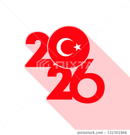 2026 Long Shadow Banner with Turkey Flag Inside. 132302866