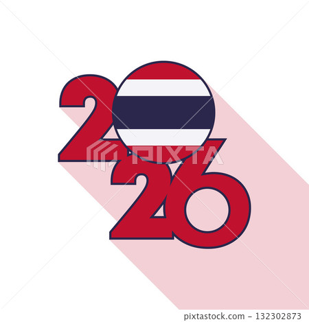 2026 Long Shadow Banner with Thailand Flag Inside. 132302873