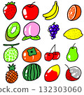 一組各種可愛的水果圖標 132303060
