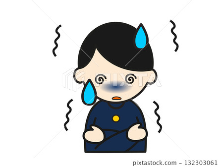 穿制服的男孩感到寒冷 穿制服的男孩感到寒冷 132303061