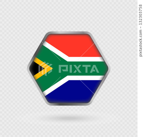 South Africa flag in a hexagon frame. South Africa flag in a hexagon frame. 132303758